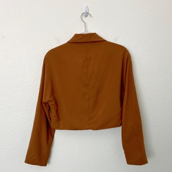 [Vintage] Cinzia M. Iaffaldano Size Medium M Cognac Brown Wool Cropped Jacket - Picture 2 of 12